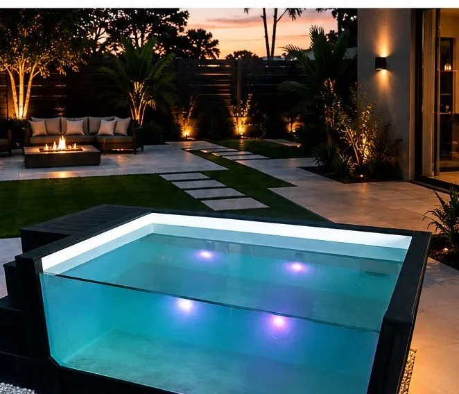 La piscina de fibra de vidrio sobre el suelo Retreat