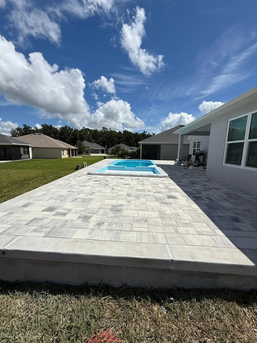 Large raised paver patio