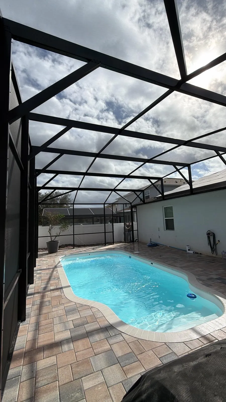 Full screen over a freeform pool